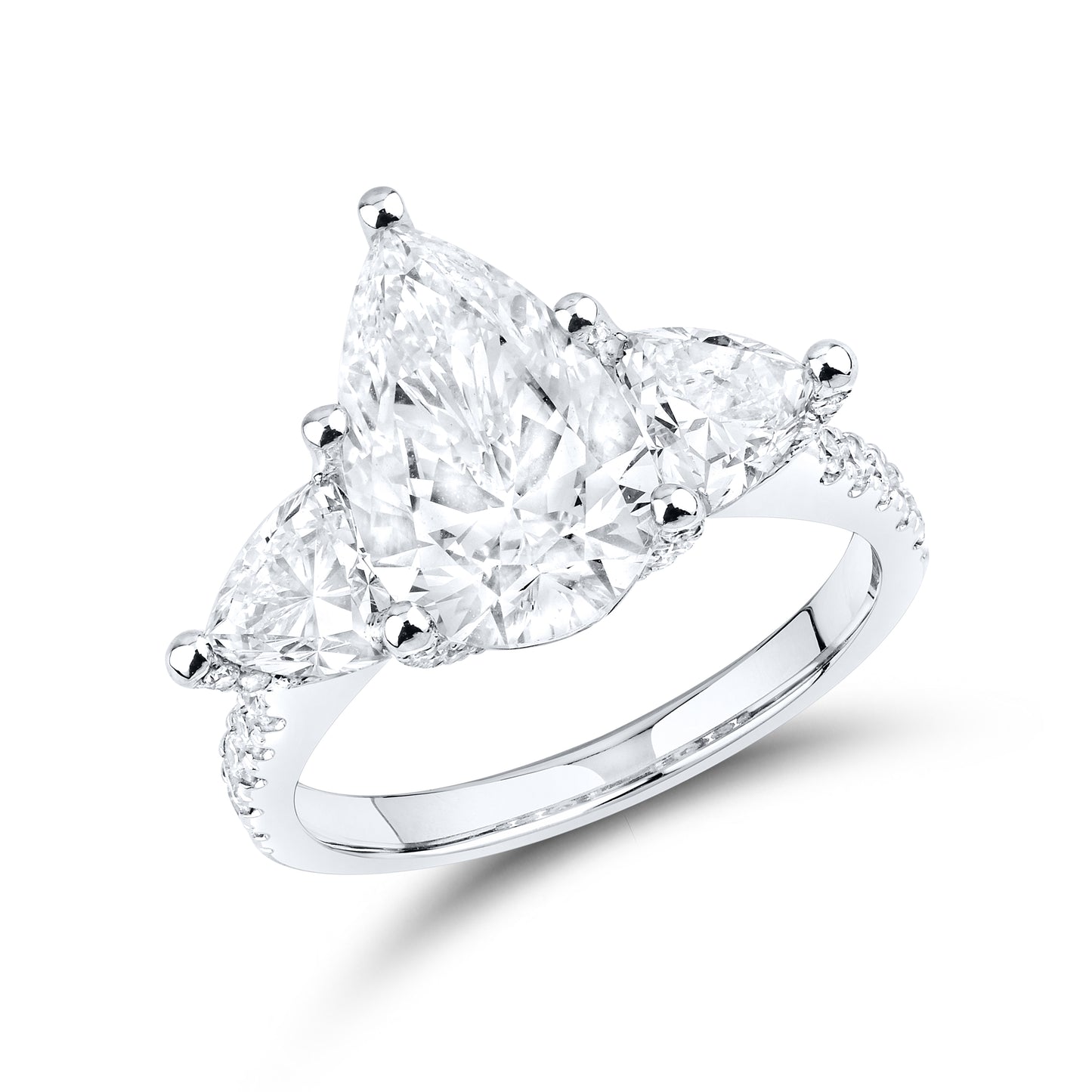 14kt White Gold 4.6 CTW Teardrop Lab Diamond Ring