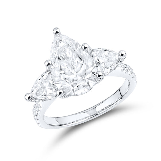 14kt White Gold 4.6 CTW Teardrop Lab Diamond Ring