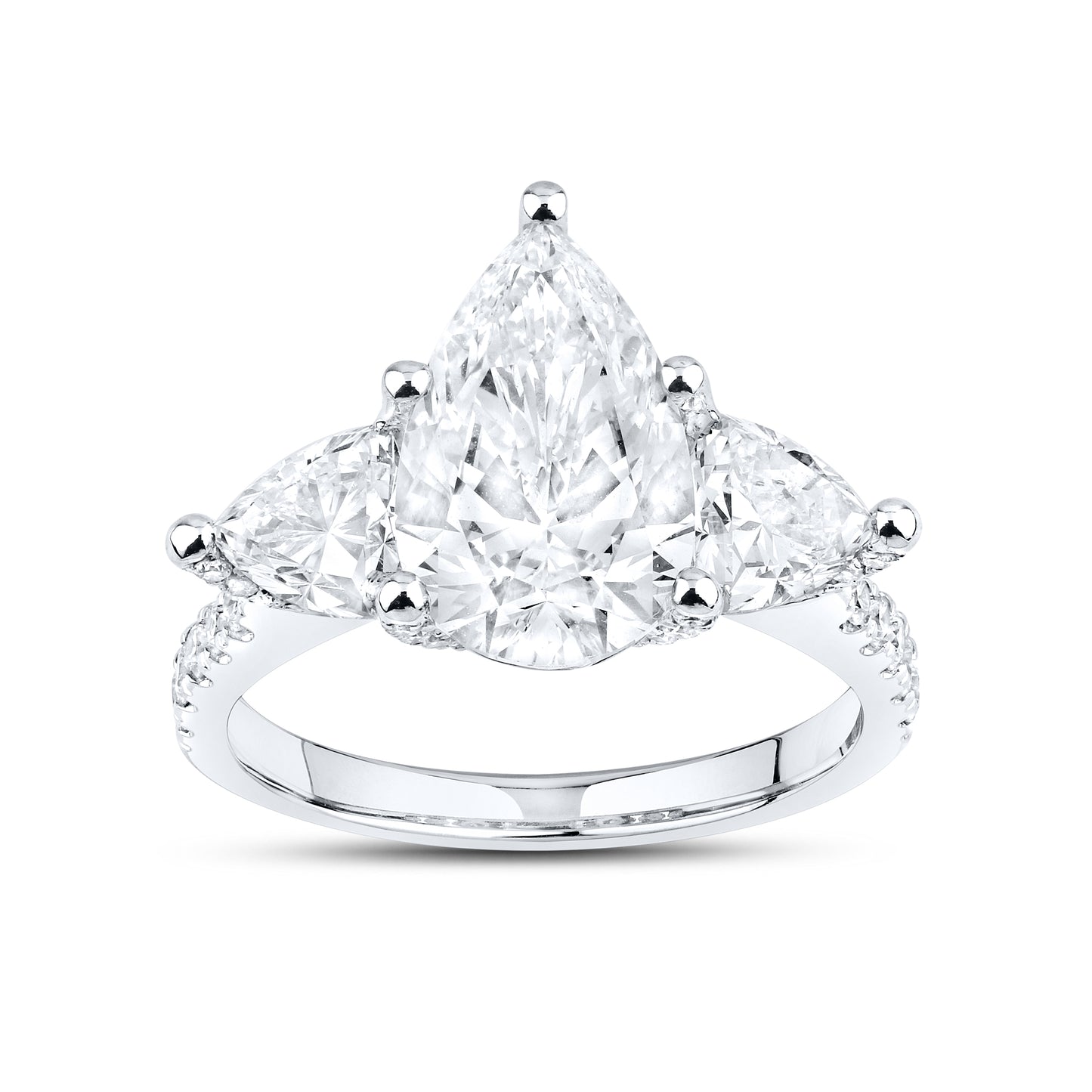 14kt White Gold 4.6 CTW Teardrop Lab Diamond Ring
