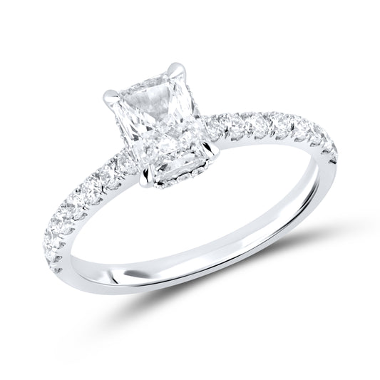 14kt White Gold 1.55 CTW Radiant Lab Diamond Ring