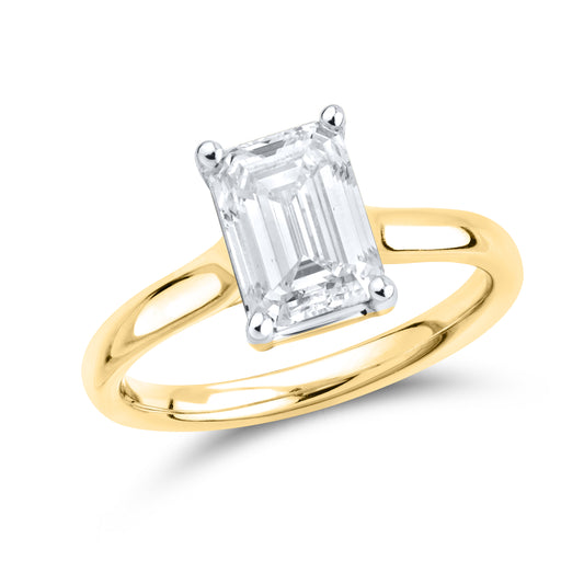 14kt Yellow Gold 2.03ctw Emerald cut Lab Diamond ring