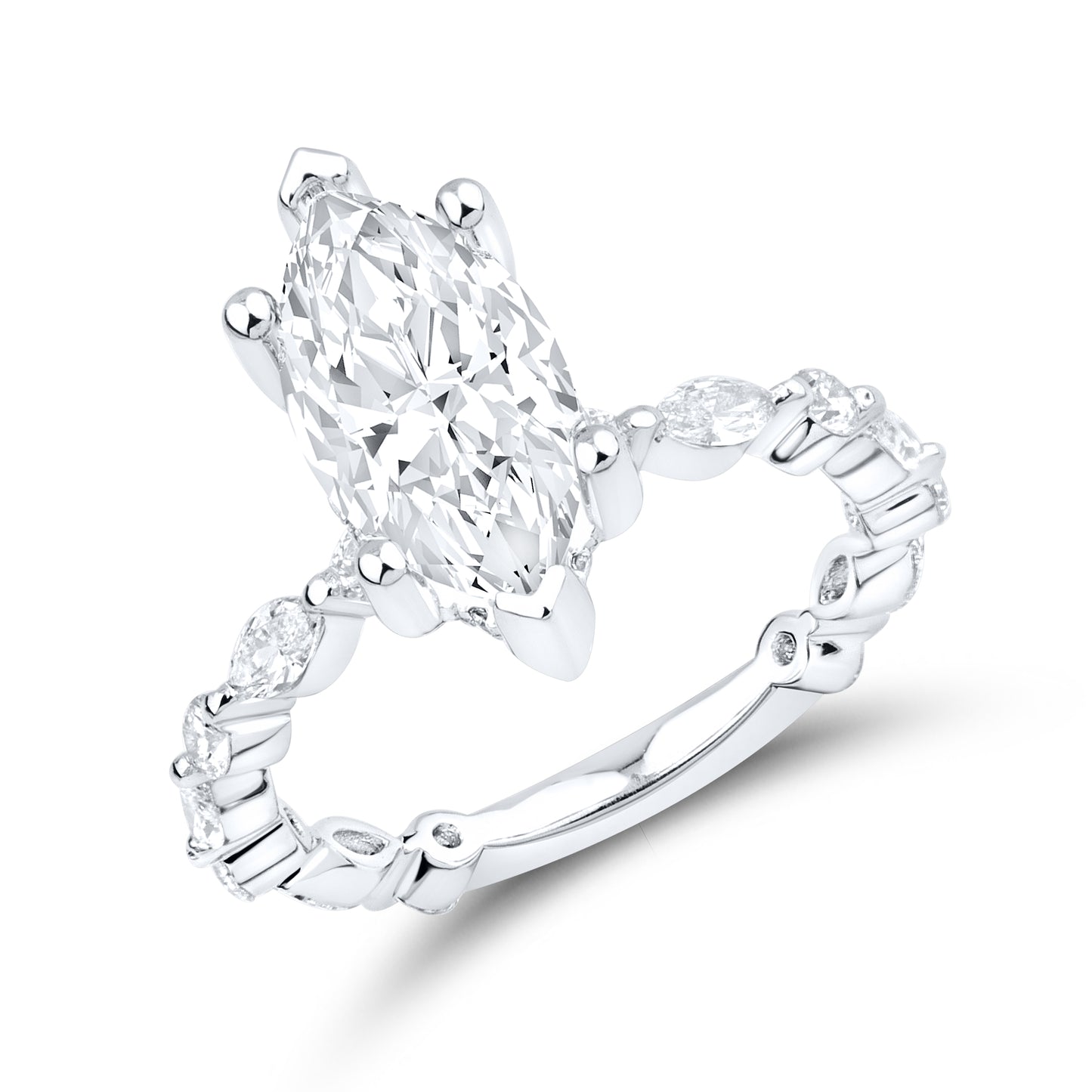 14kt White Gold 2.89 CTW Marquise Lab Diamond Ring