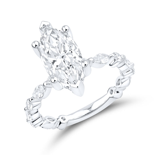 14kt White Gold 2.89 CTW Marquise Lab Diamond Ring