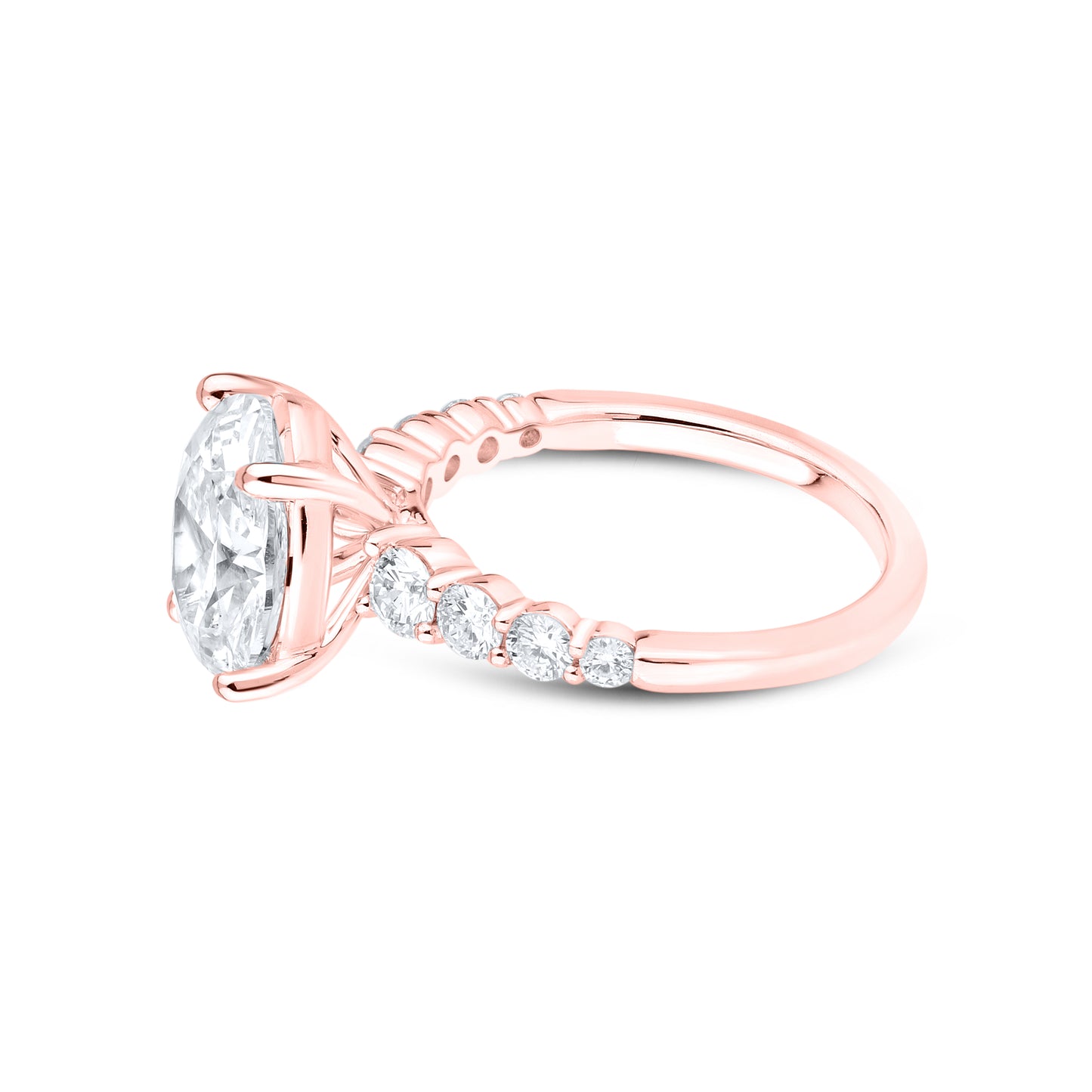 14kt Rose Gold 3.74 CTW Oval Lab Diamond Engagement Ring