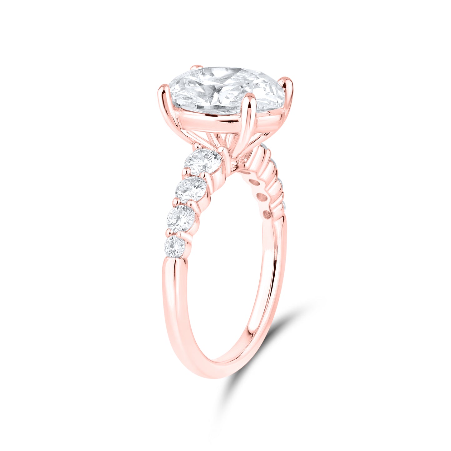 14kt Rose Gold 3.74 CTW Oval Lab Diamond Engagement Ring
