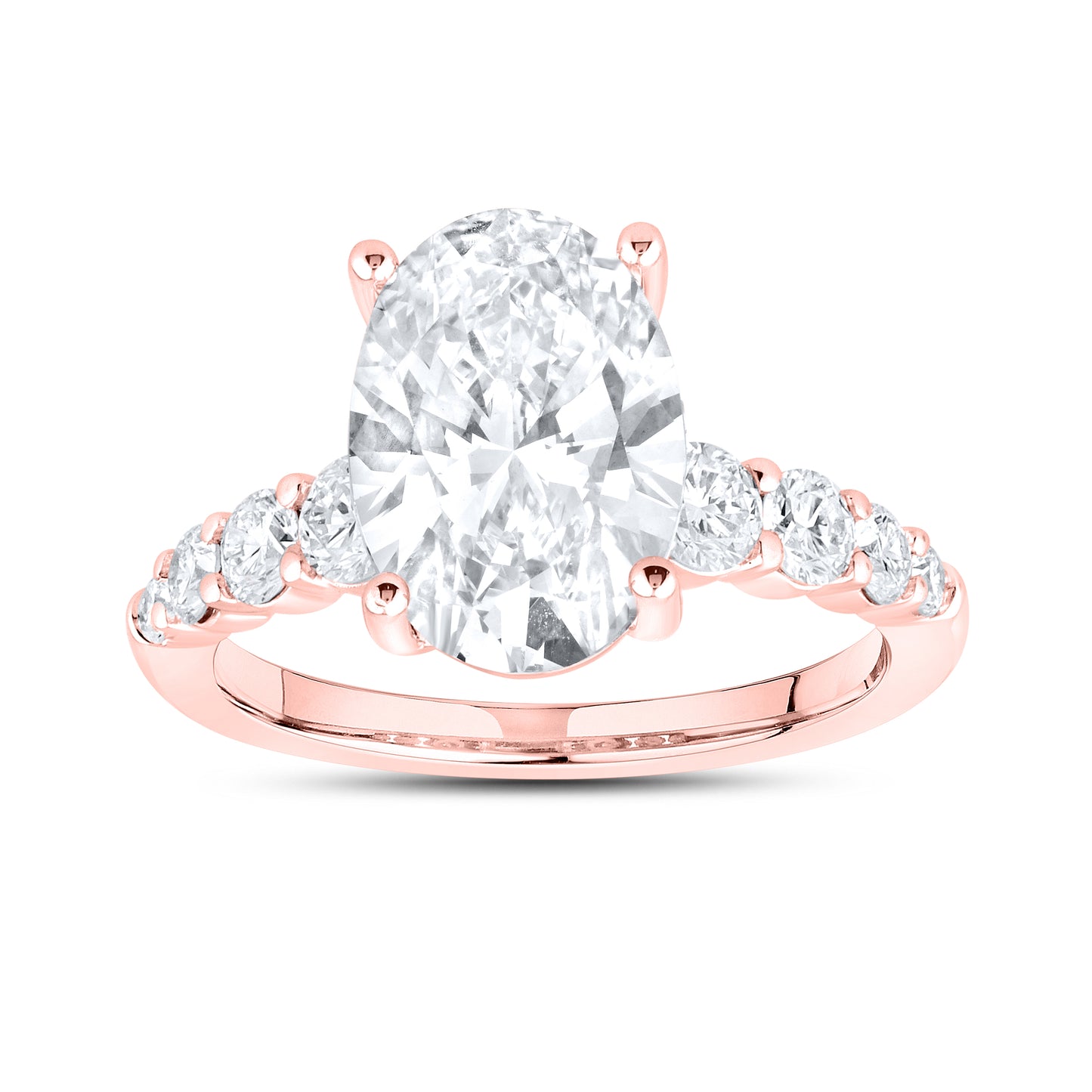 14kt Rose Gold 3.74 CTW Oval Lab Diamond Engagement Ring