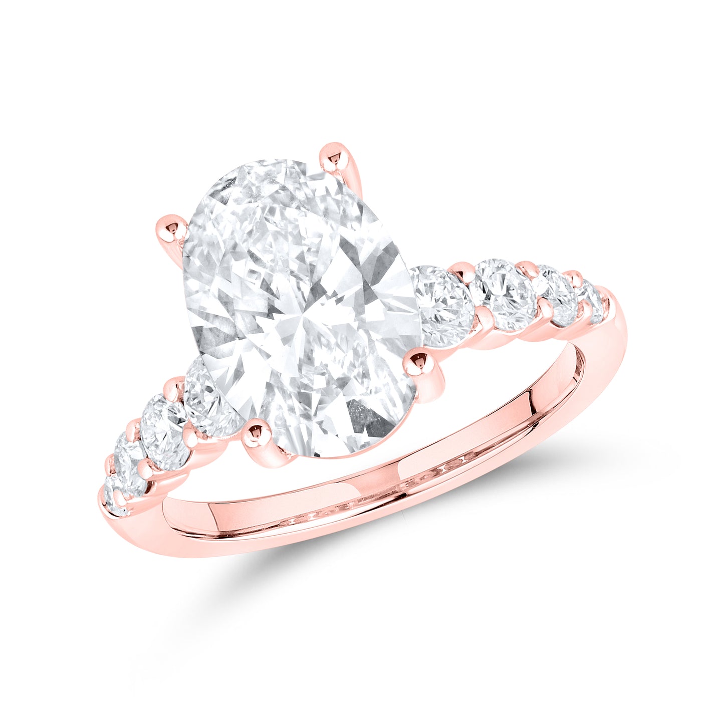 14kt Rose Gold 3.74 CTW Oval Lab Diamond Engagement Ring