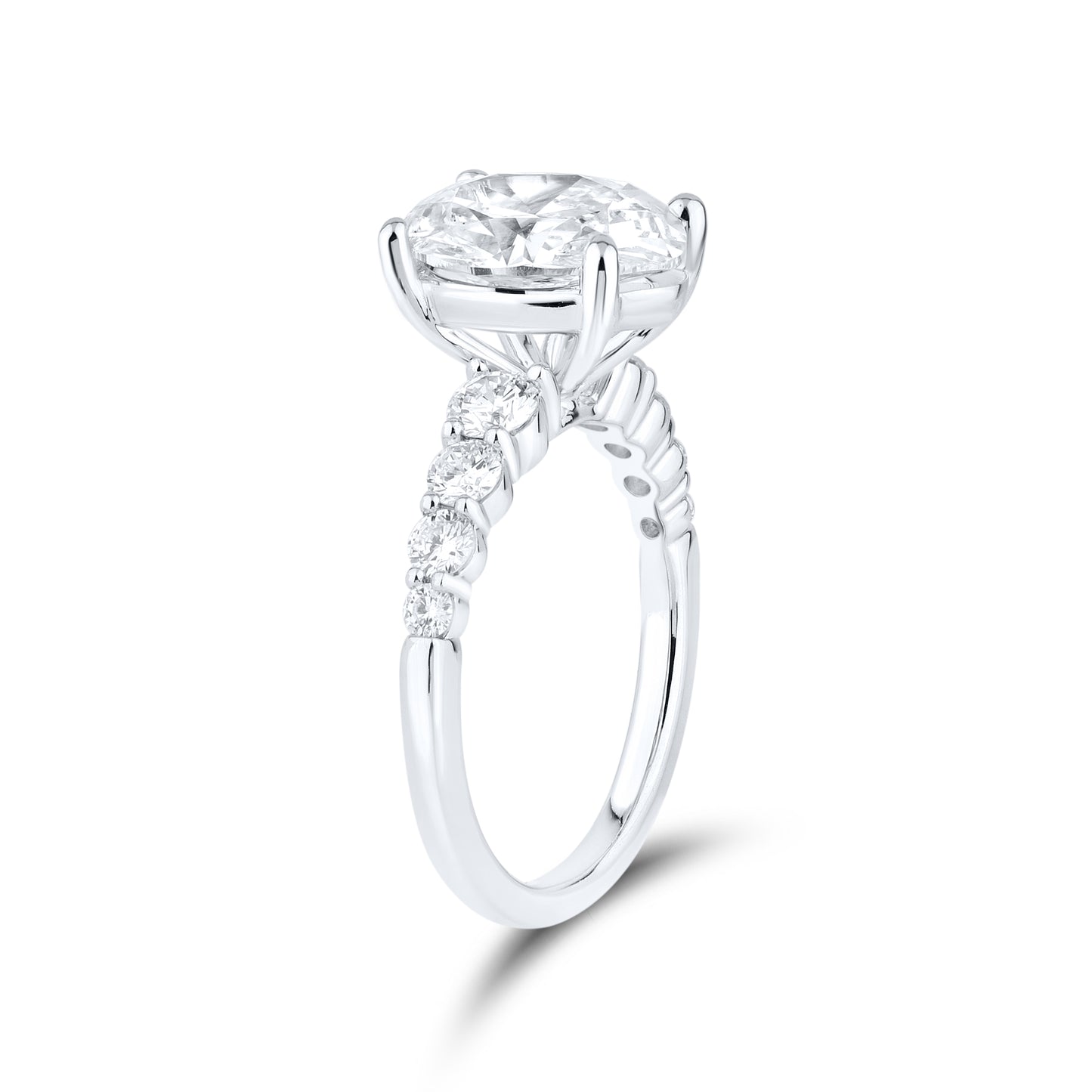 14kt White Gold 3.74 CTW Oval Lab Diamond Engagement Ring
