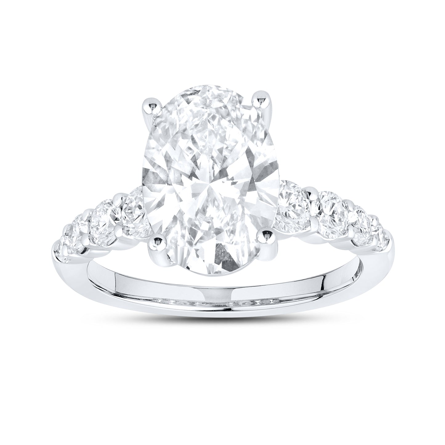 14kt White Gold 3.74 CTW Oval Lab Diamond Engagement Ring
