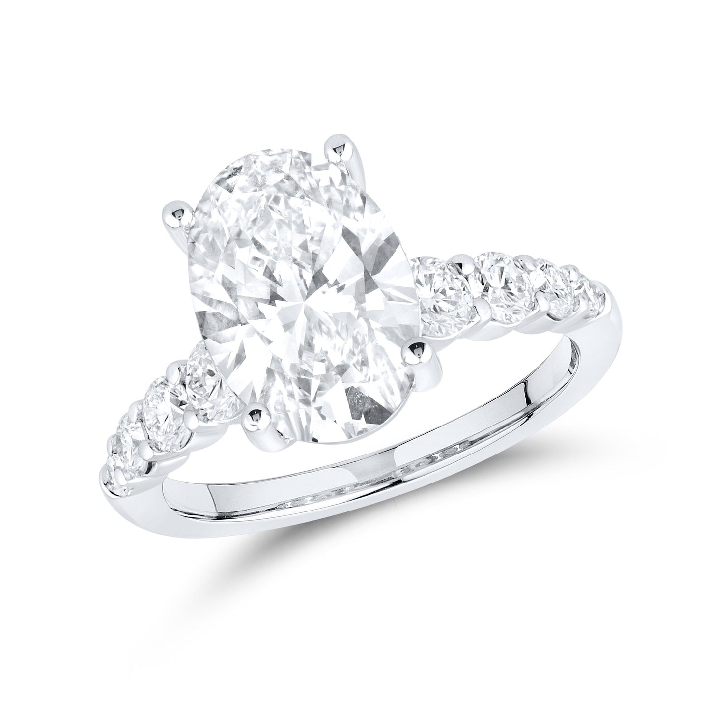 14kt White Gold 3.74 CTW Oval Lab Diamond Engagement Ring