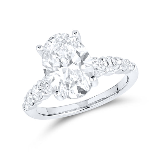 14kt White Gold 3.74 CTW Oval Lab Diamond Engagement Ring