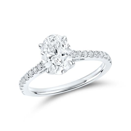 14kt White Gold 1.75 CTW Oval Lab Diamond Ring