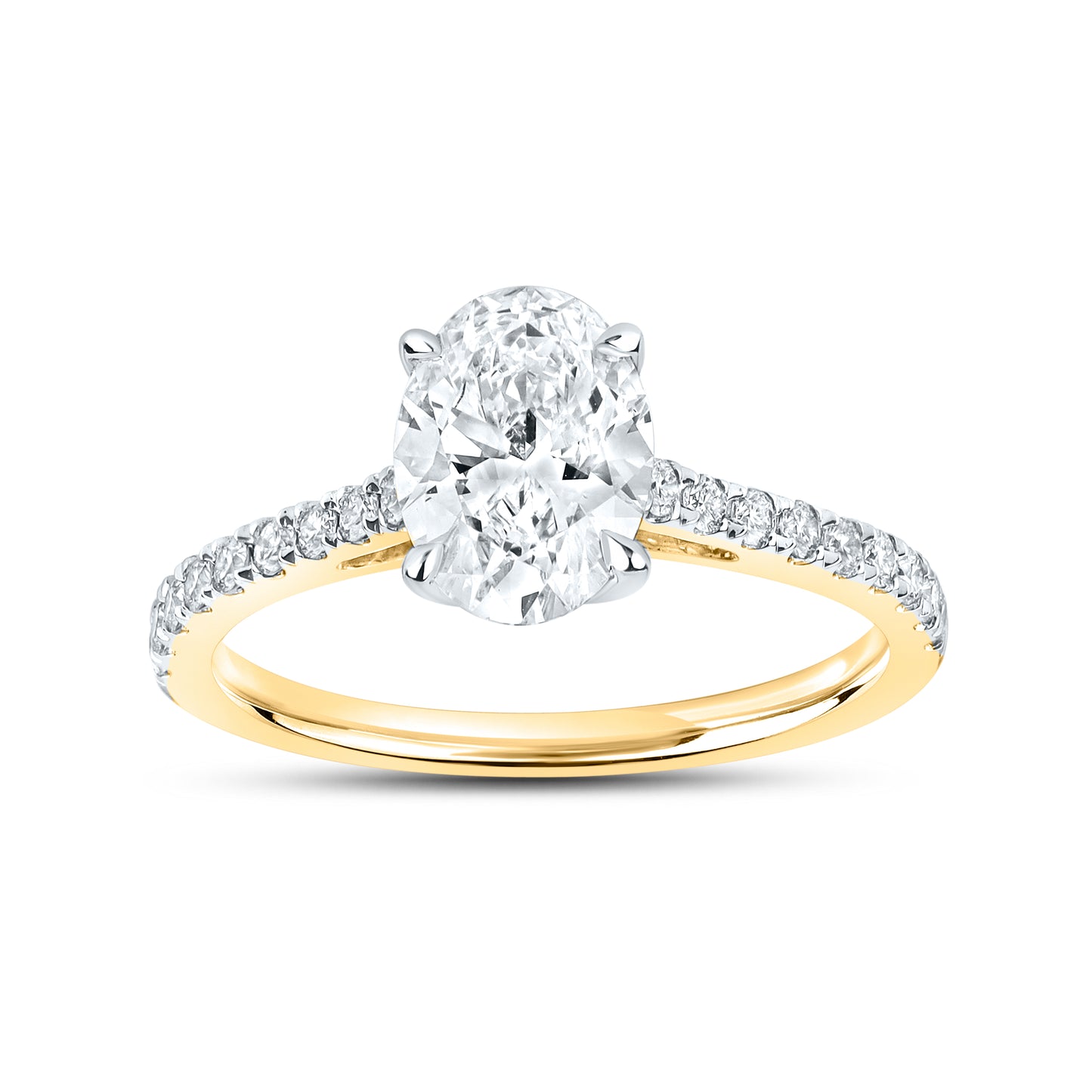 14kt Yellow Gold 1.75 CTW Oval Lab Diamond Ring