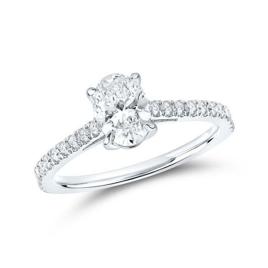 14kt White Gold 1.25 CTW Oval Lab Diamond Ring