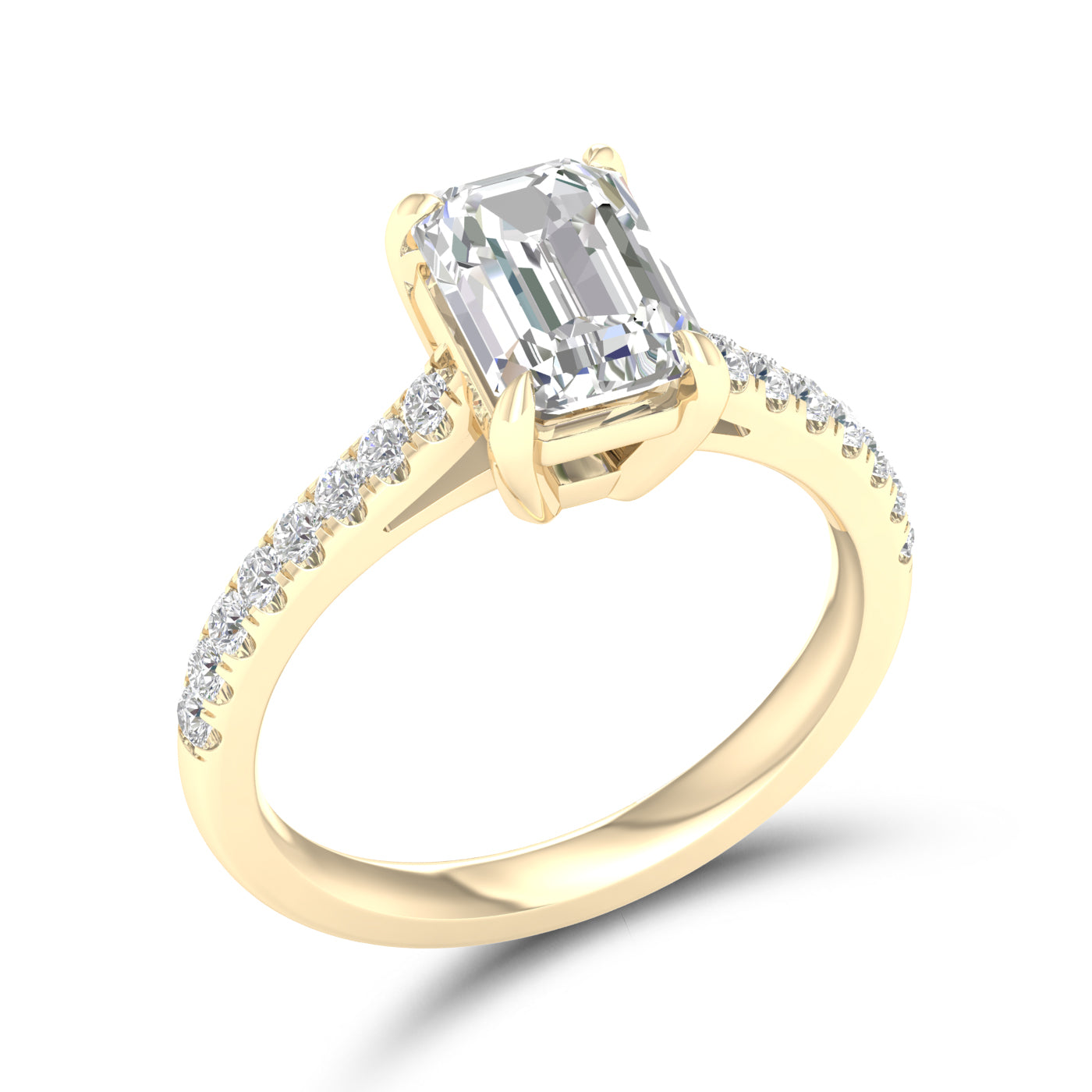 14kt Yellow Gold 2.30 CTW Emerald Lab Diamond Ring