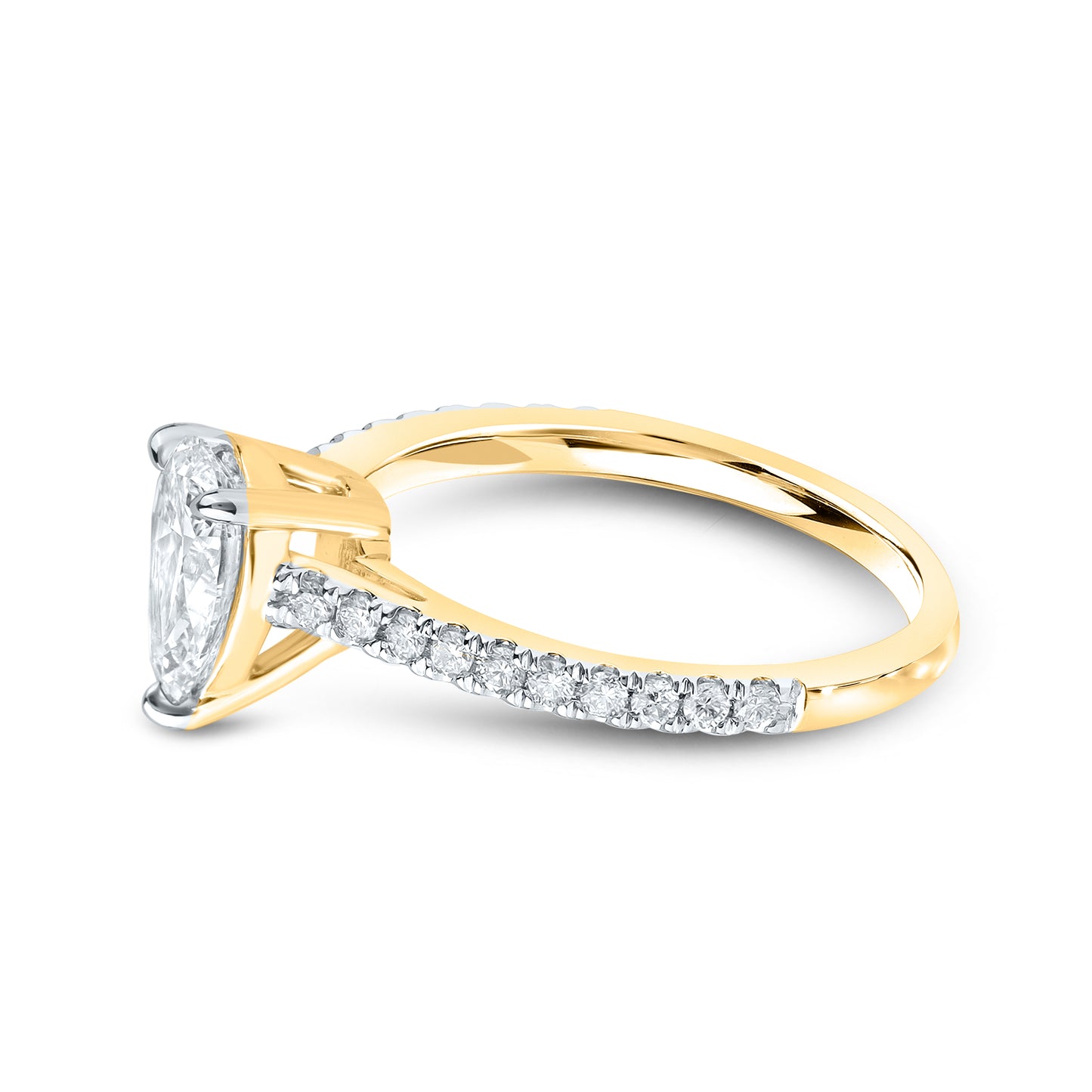 14kt Yellow Gold 1.25 CTW Teardrop Lab Diamond Ring