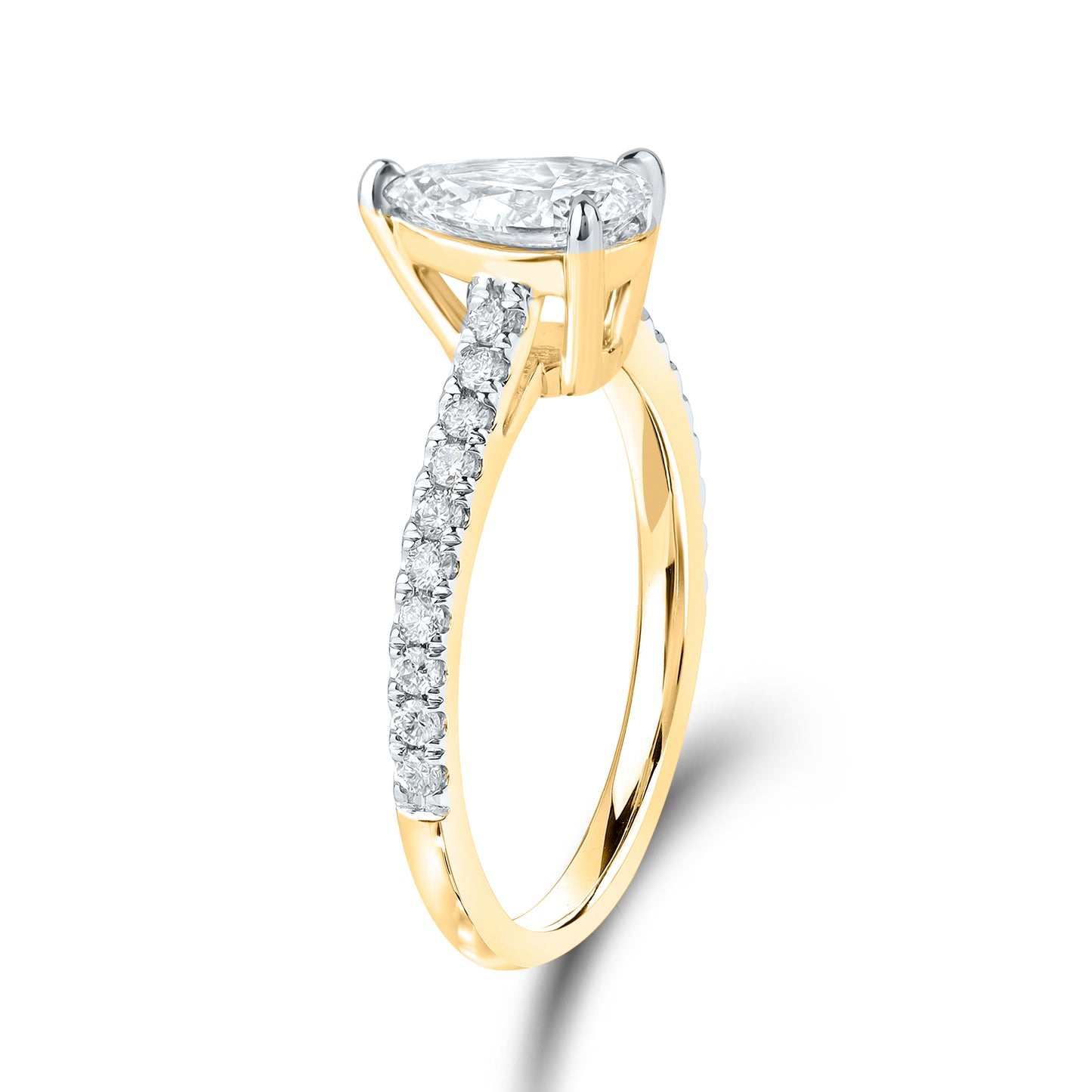 14kt Yellow Gold 1.25 CTW Teardrop Lab Diamond Ring