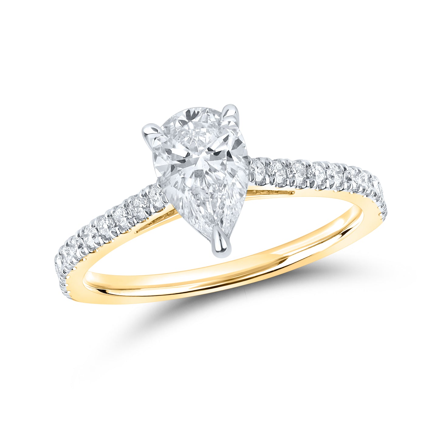 14kt Yellow Gold 1.25 CTW Teardrop Lab Diamond Ring