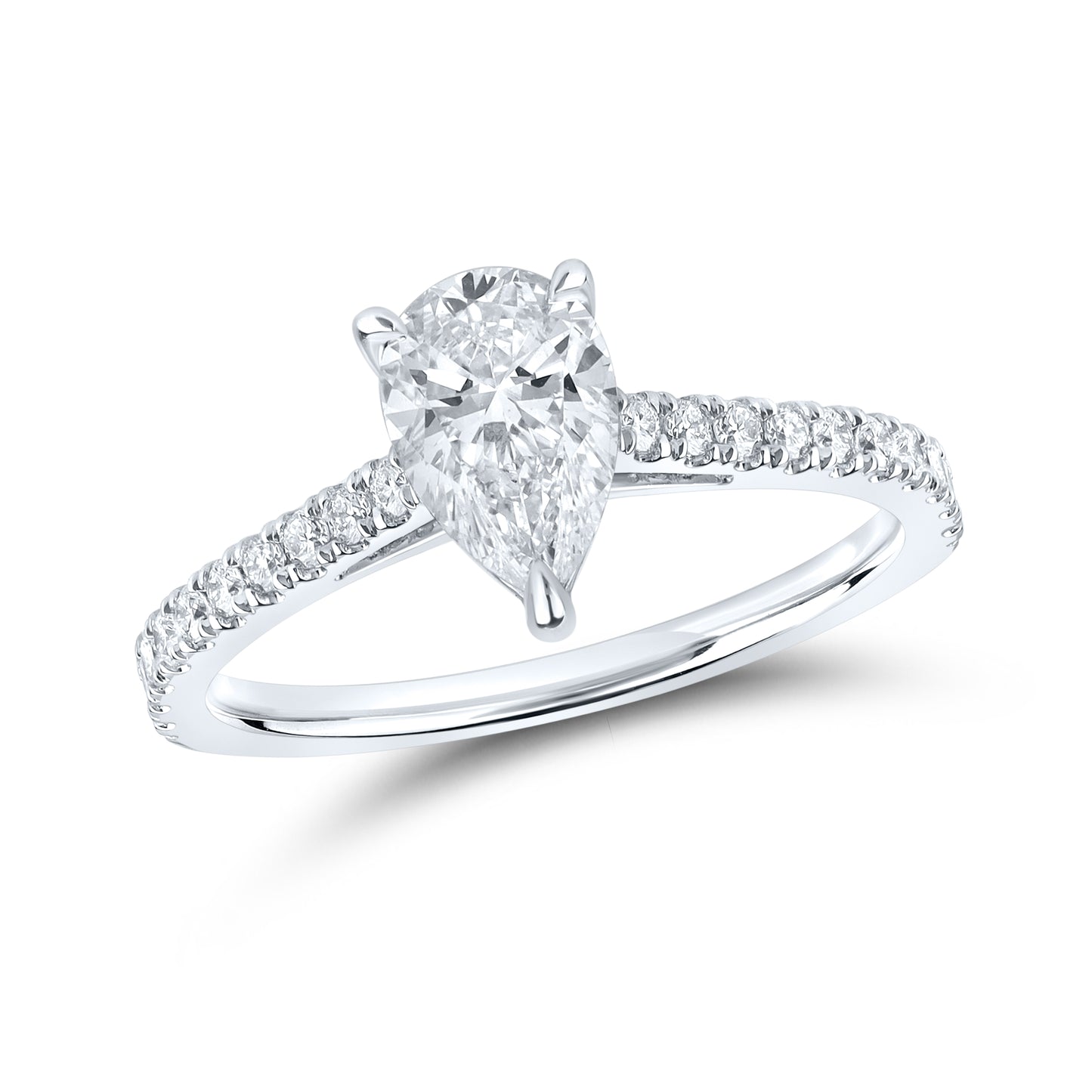 14kt White Gold 1.25 CTW Teardrop Lab Diamond Ring