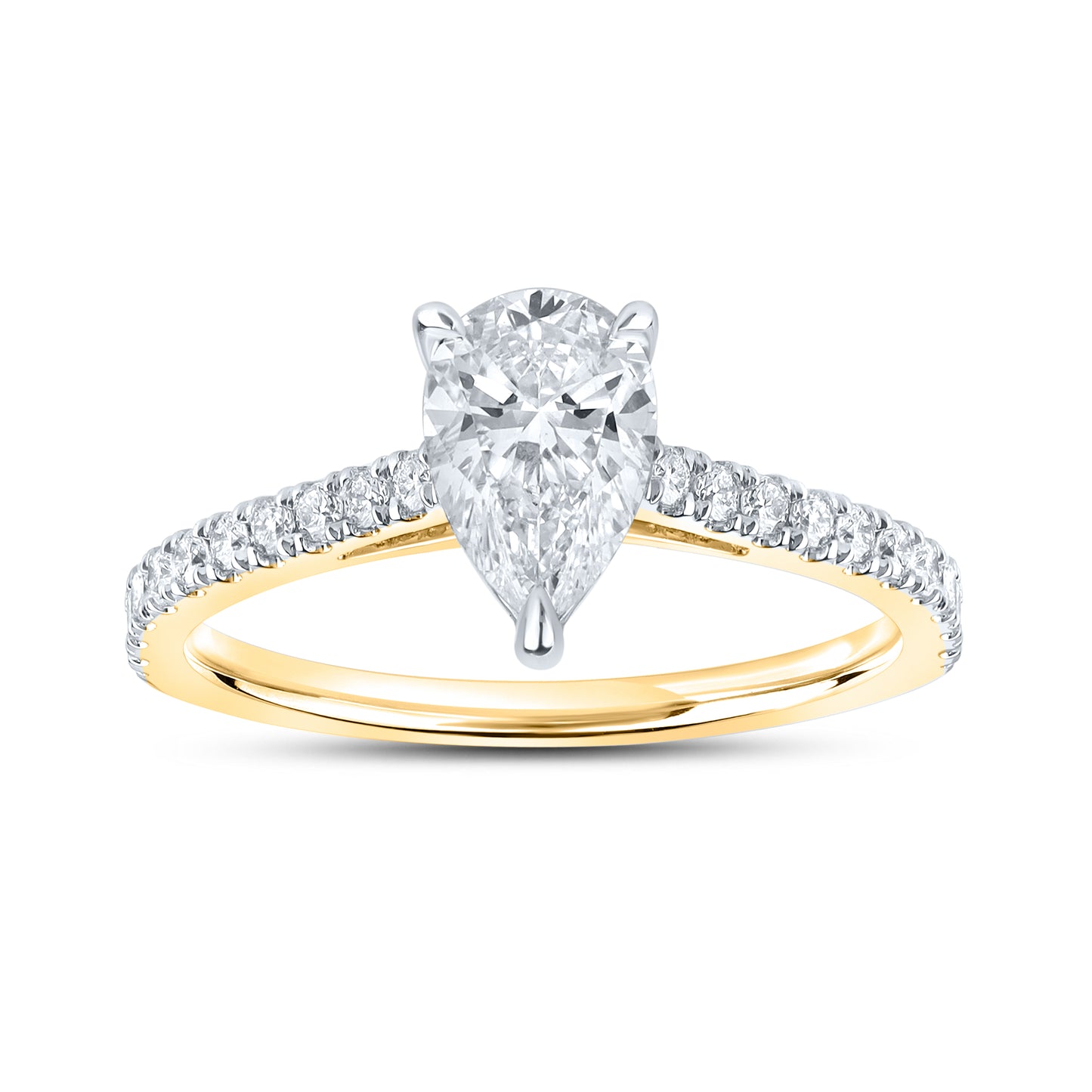 14kt Yellow Gold 1.25 CTW Teardrop Lab Diamond Ring