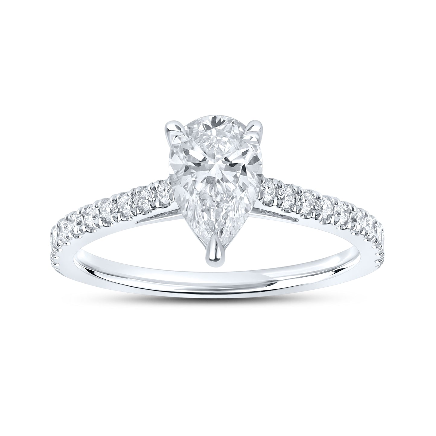 14kt White Gold 1.25 CTW Teardrop Lab Diamond Ring