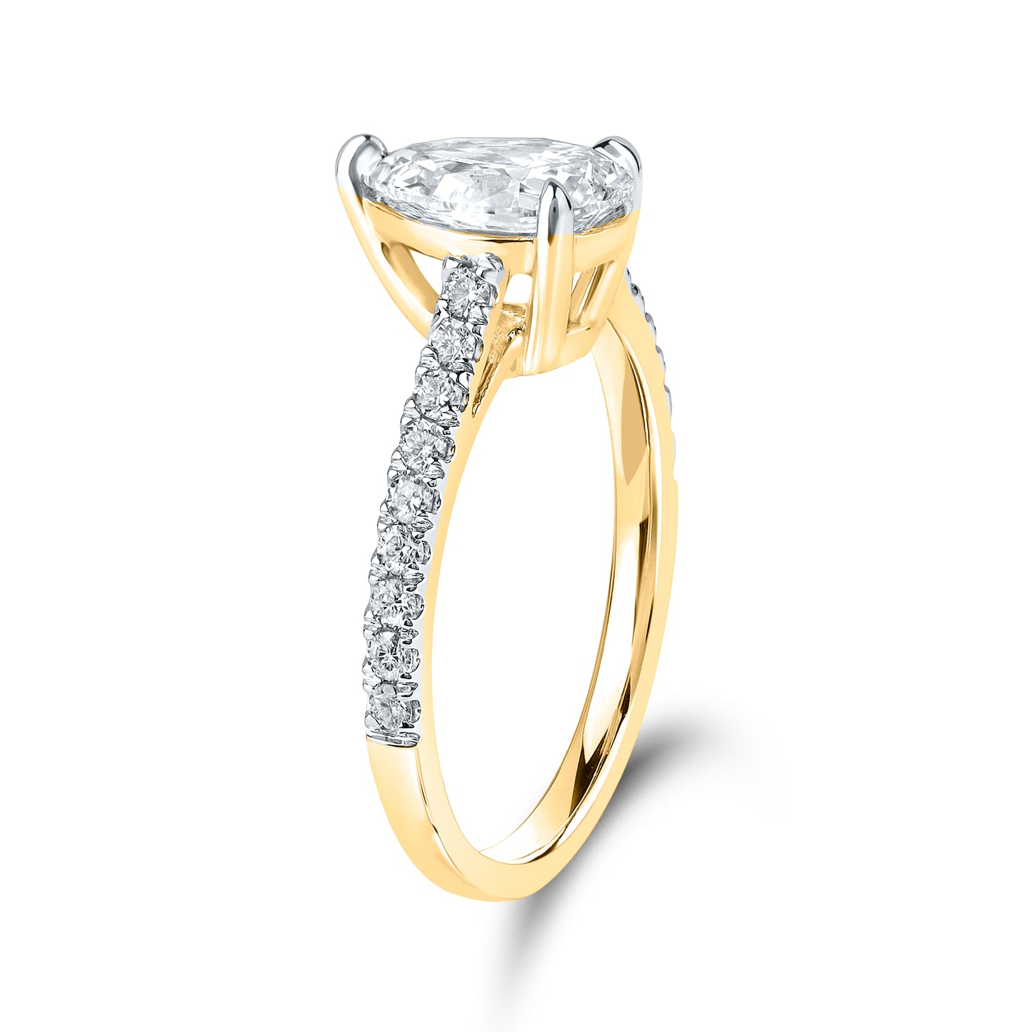 14kt Yellow Gold 1.75 CTW Teardrop Lab Diamond Ring
