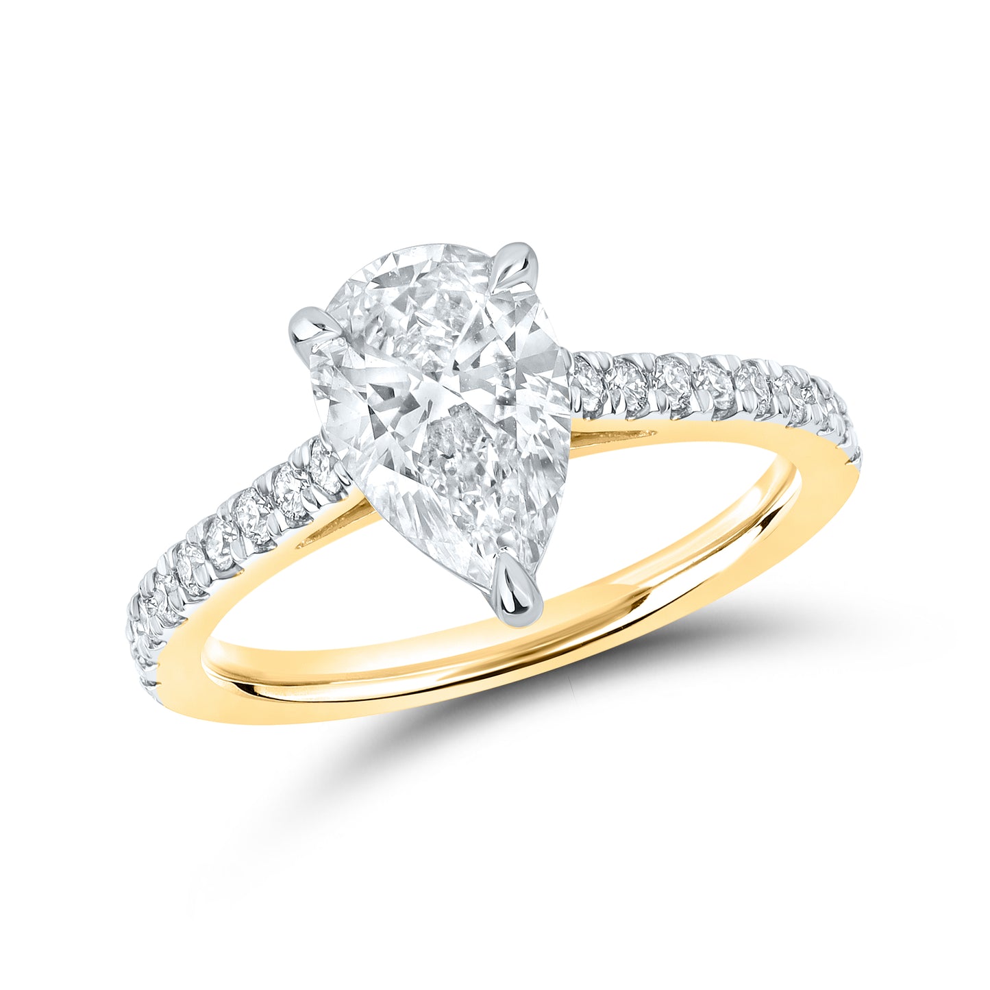 14kt Yellow Gold 1.75 CTW Teardrop Lab Diamond Ring