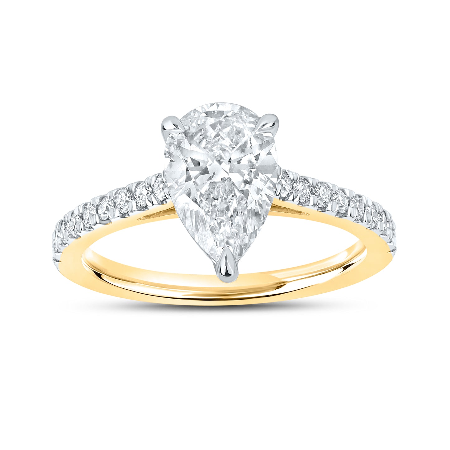 14kt Yellow Gold 1.75 CTW Teardrop Lab Diamond Ring