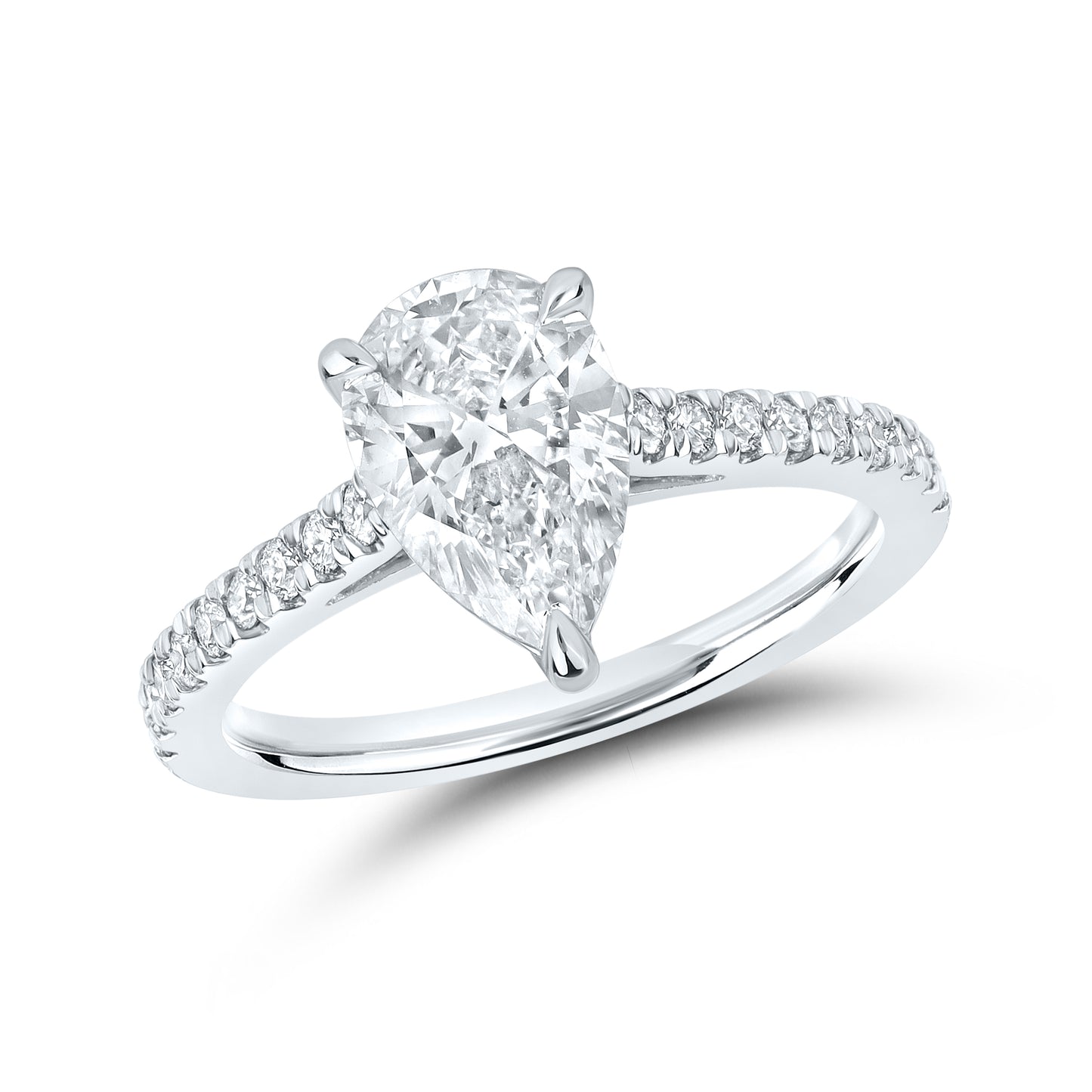 14kt White Gold 1.75 CTW Teardrop Lab Diamond Ring