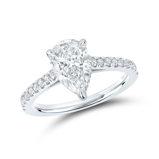 14kt White Gold 1.75 CTW Teardrop Lab Diamond Ring