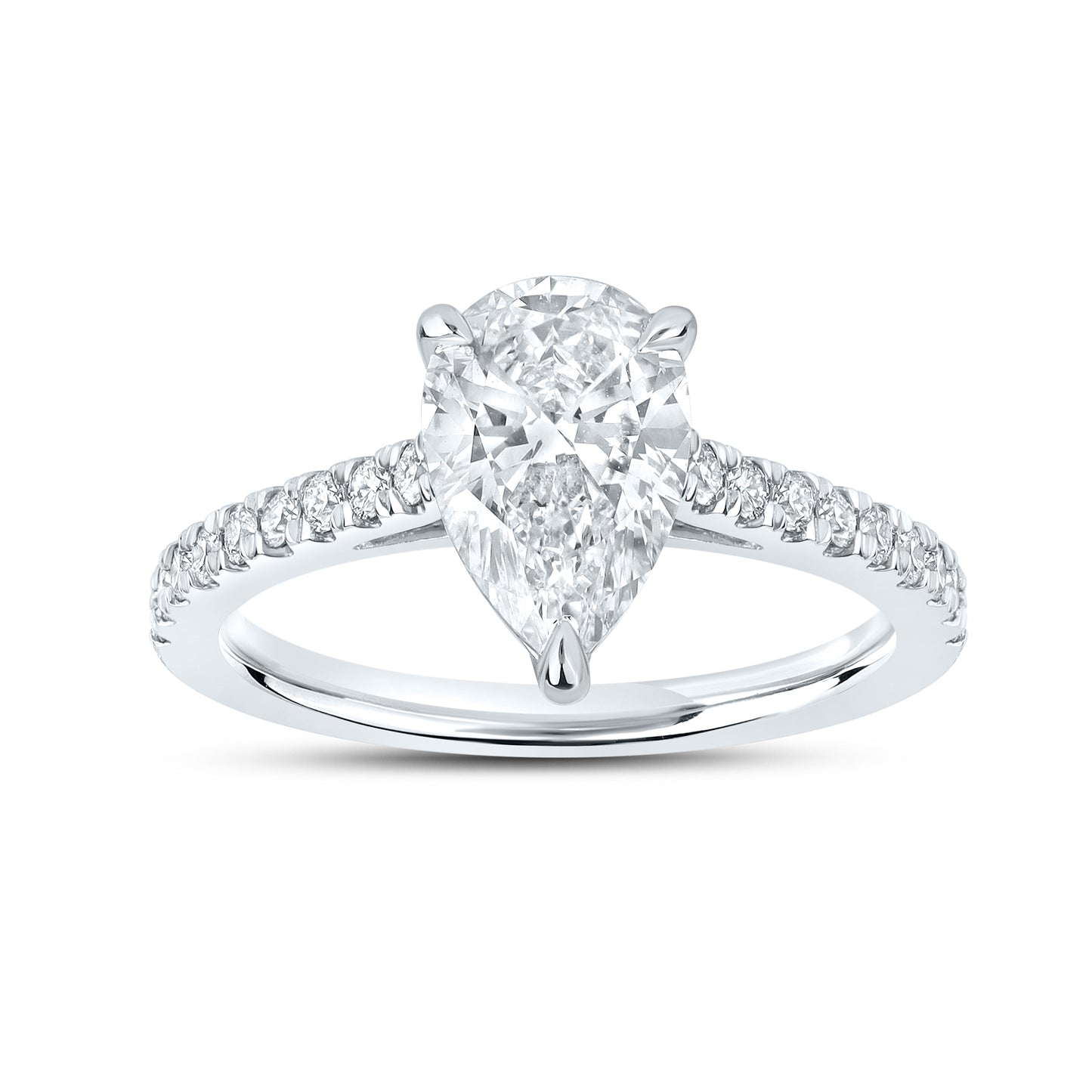 14kt White Gold 1.75 CTW Teardrop Lab Diamond Ring