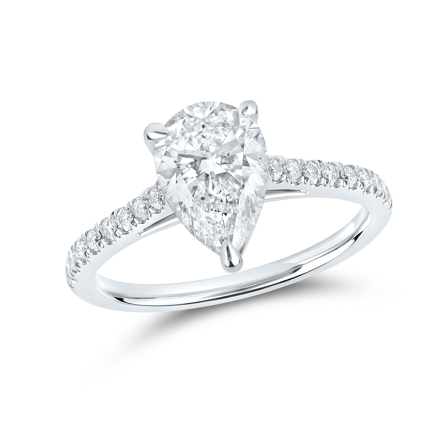 14kt White Gold 2.25 CTW Teardrop Lab Diamond Ring