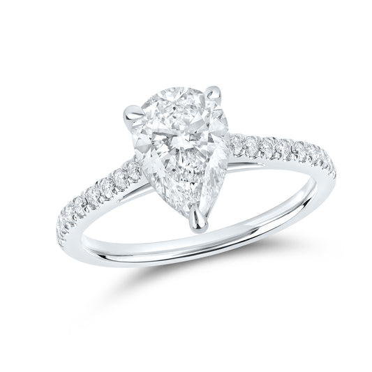 14kt White Gold 2.25 CTW Teardrop Lab Diamond Ring