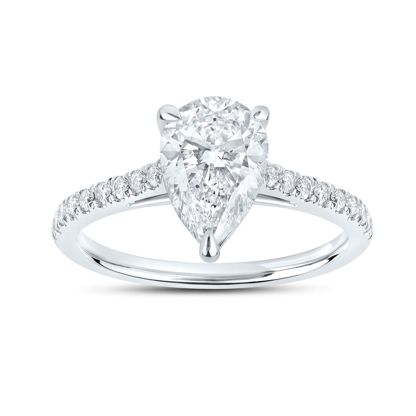 14kt White Gold 2.25 CTW Teardrop Lab Diamond Ring