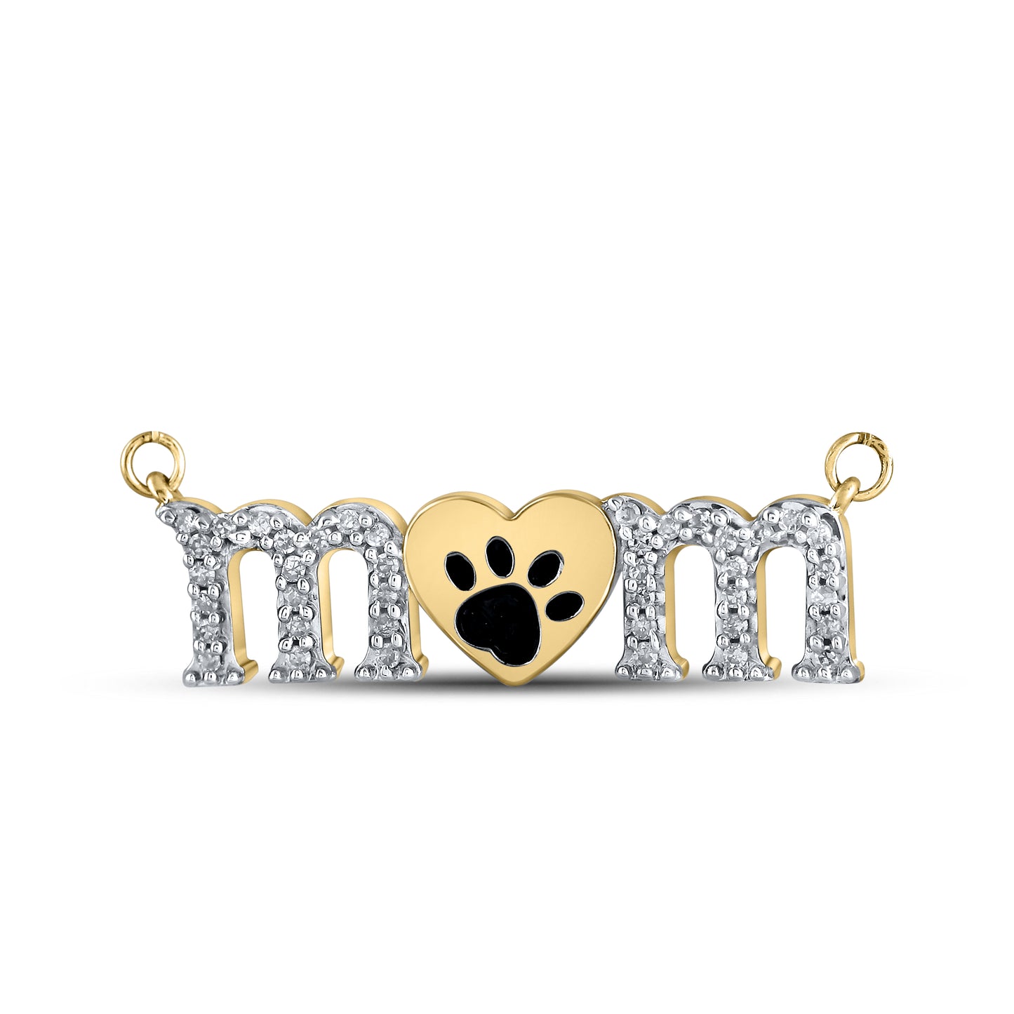 10kt Yellow Gold 0.10 CTW Mom Diamond Pendant