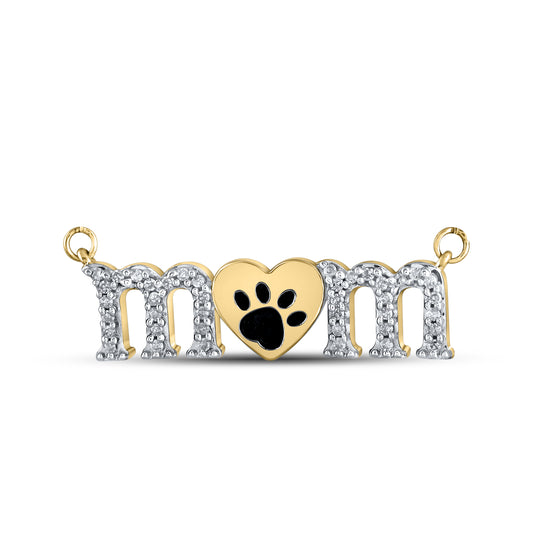 10kt Yellow Gold 0.10 CTW Mom Diamond Pendant