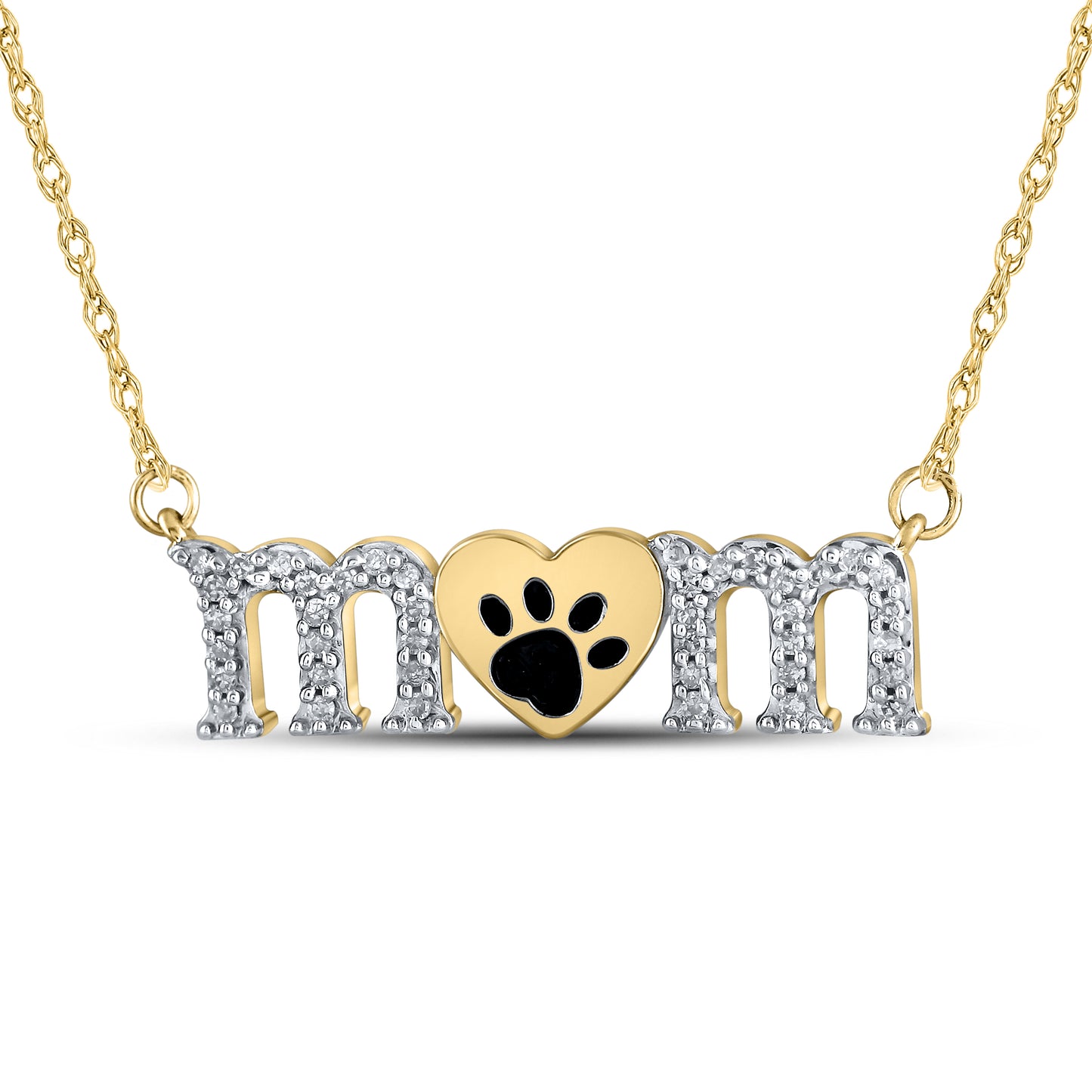 10kt Yellow Gold 0.10 CTW Mom Diamond Pendant