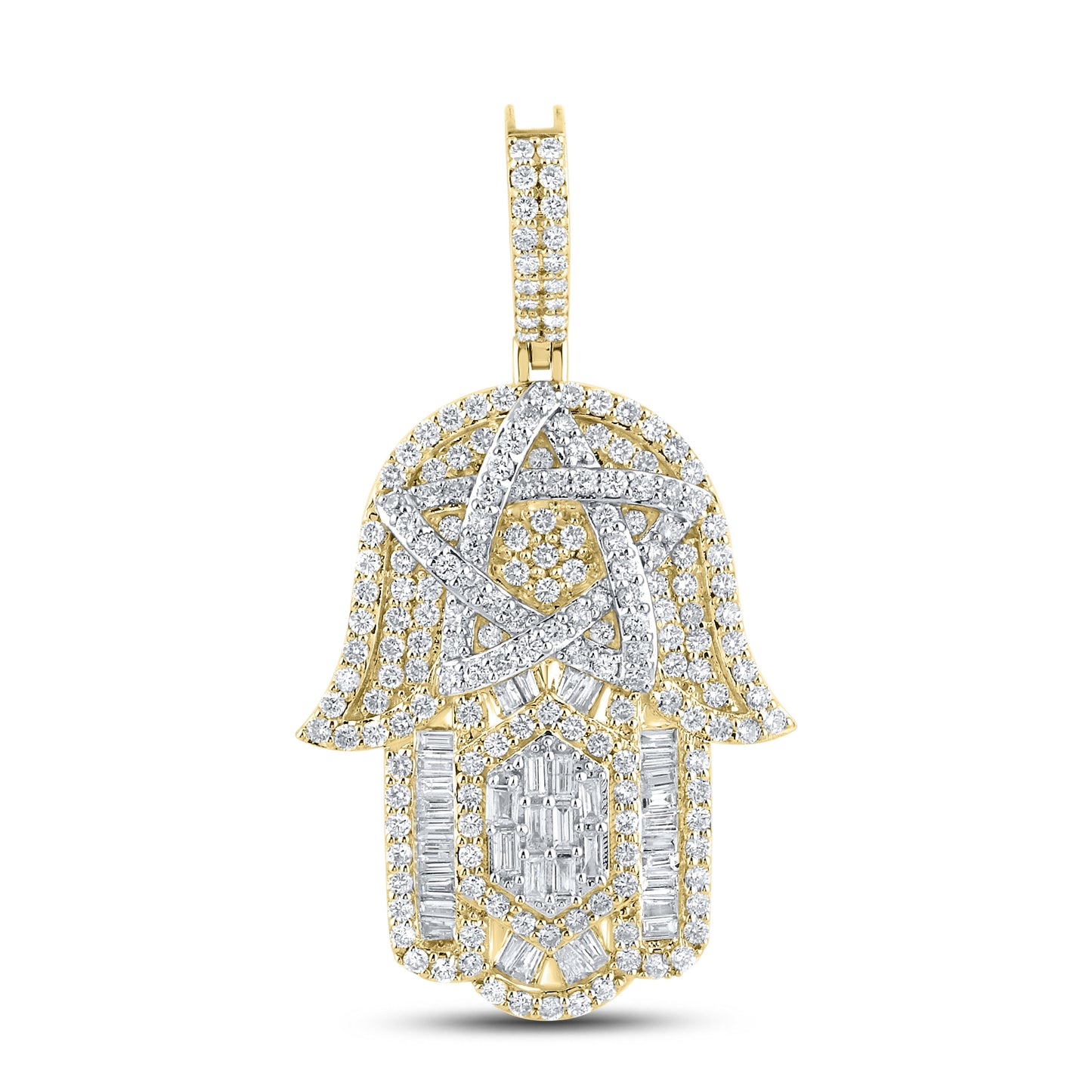 10kt yellow gold 2.82ctw Diamond Hamsa Charm