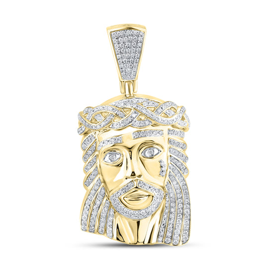 10kt Yellow gold 1.29 CTW Jesus Face Diamond Charm