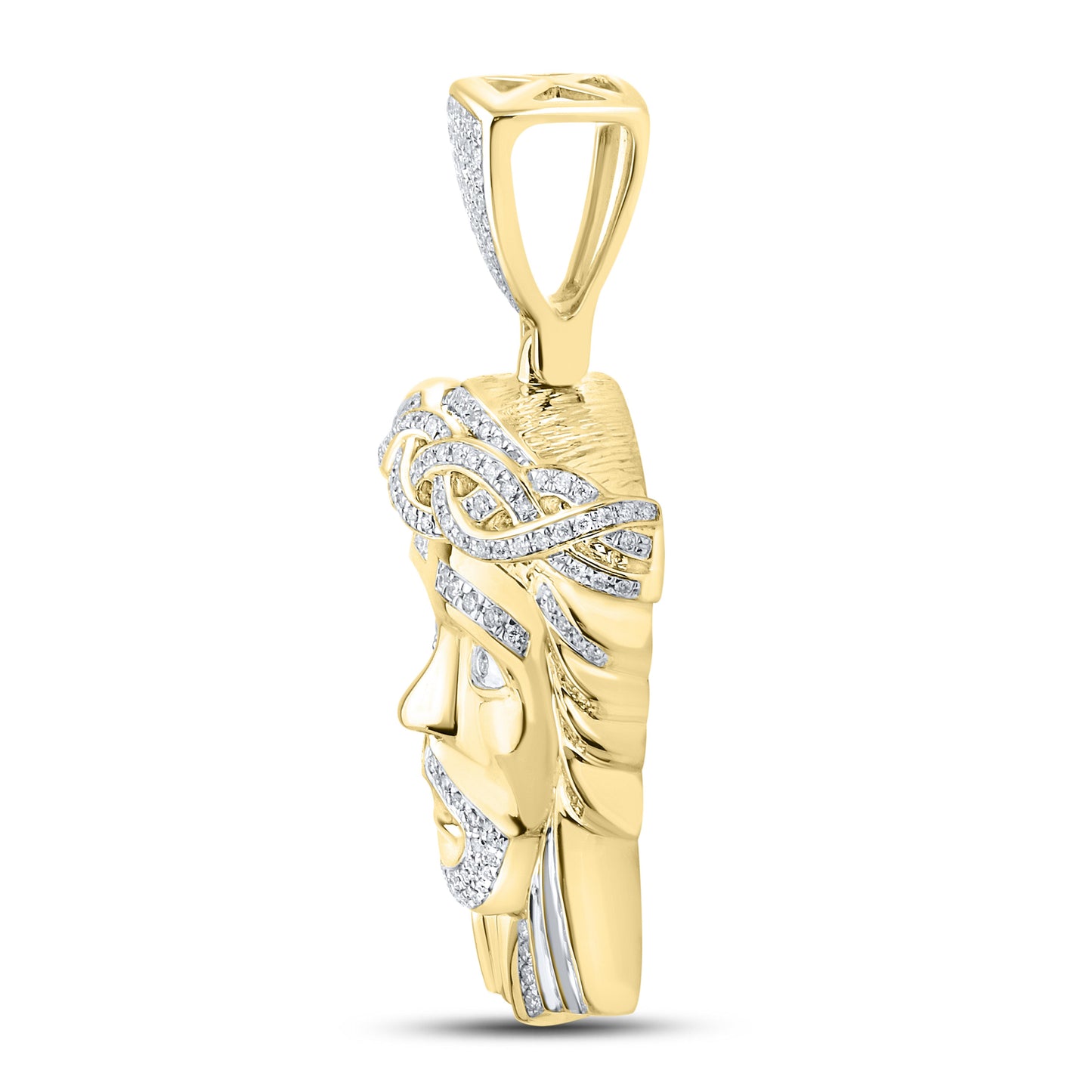 10kt Yellow gold 1.29 CTW Jesus Face Diamond Charm