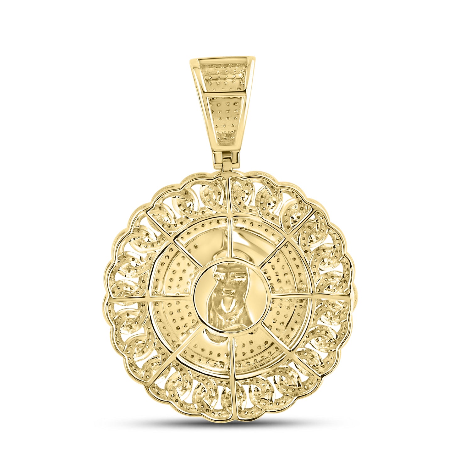 10kt yellow gold 1.12ctw Jesus Face Diamond Charm Pendant