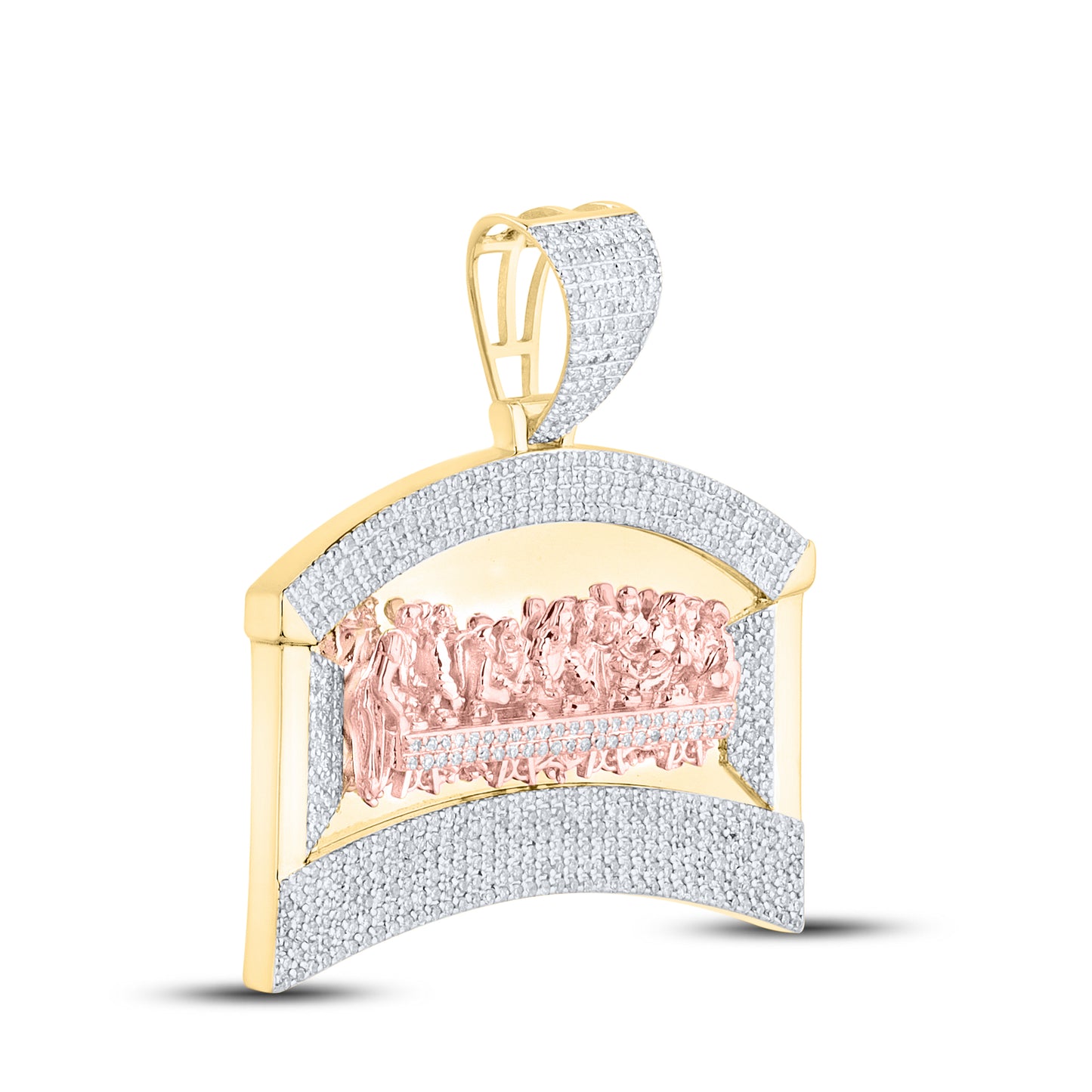 10kt Yellow Gold 0.71  CTW last supper Diamond Charm Pendant