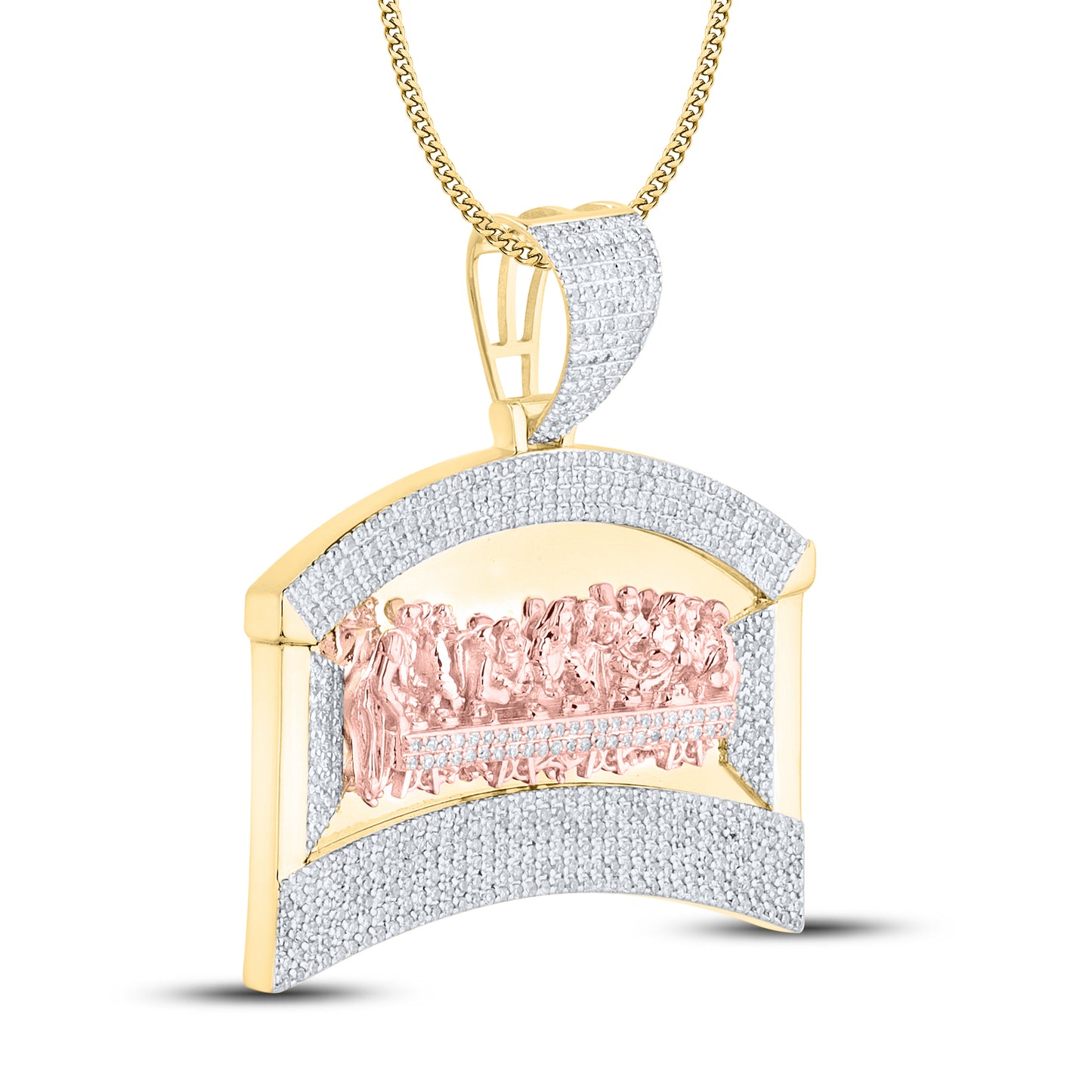 10kt Yellow Gold 0.71  CTW last supper Diamond Charm Pendant