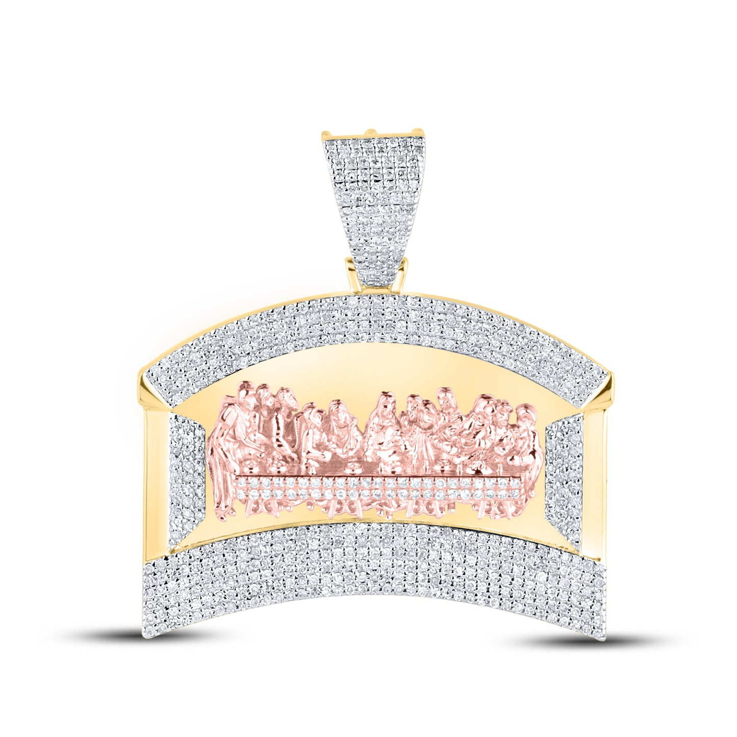 10kt Yellow Gold 0.71  CTW last supper Diamond Charm Pendant