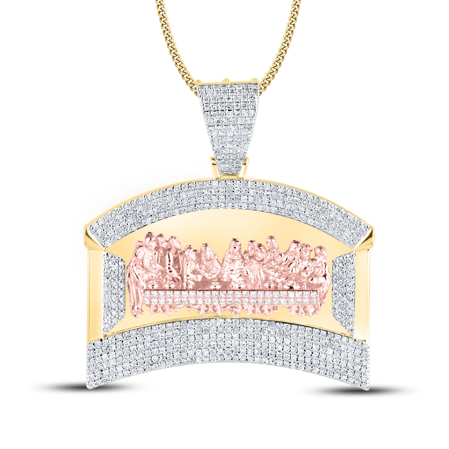 10kt Yellow Gold 0.71  CTW last supper Diamond Charm Pendant