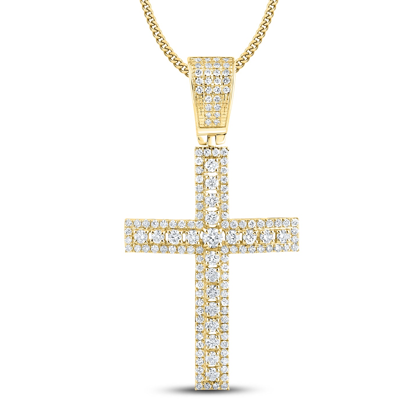 10kt Yellow Gold 1 CTW Diamond Cross Charm