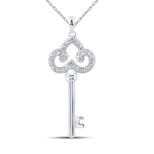 10k White Gold 0.20 CTW Diamond Pendant With 10kt Chain