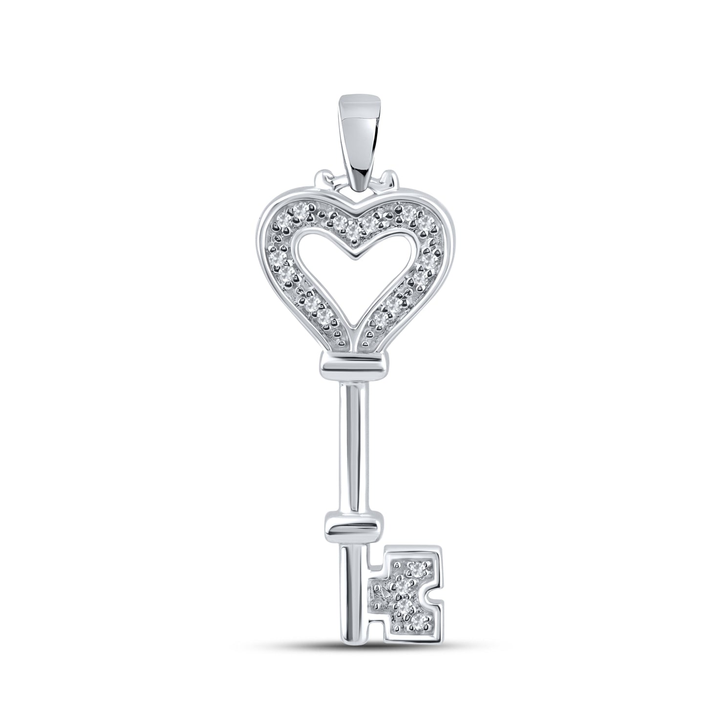 10kt White Gold 0.06 CTW Diamond Pendant With 10kt Chain