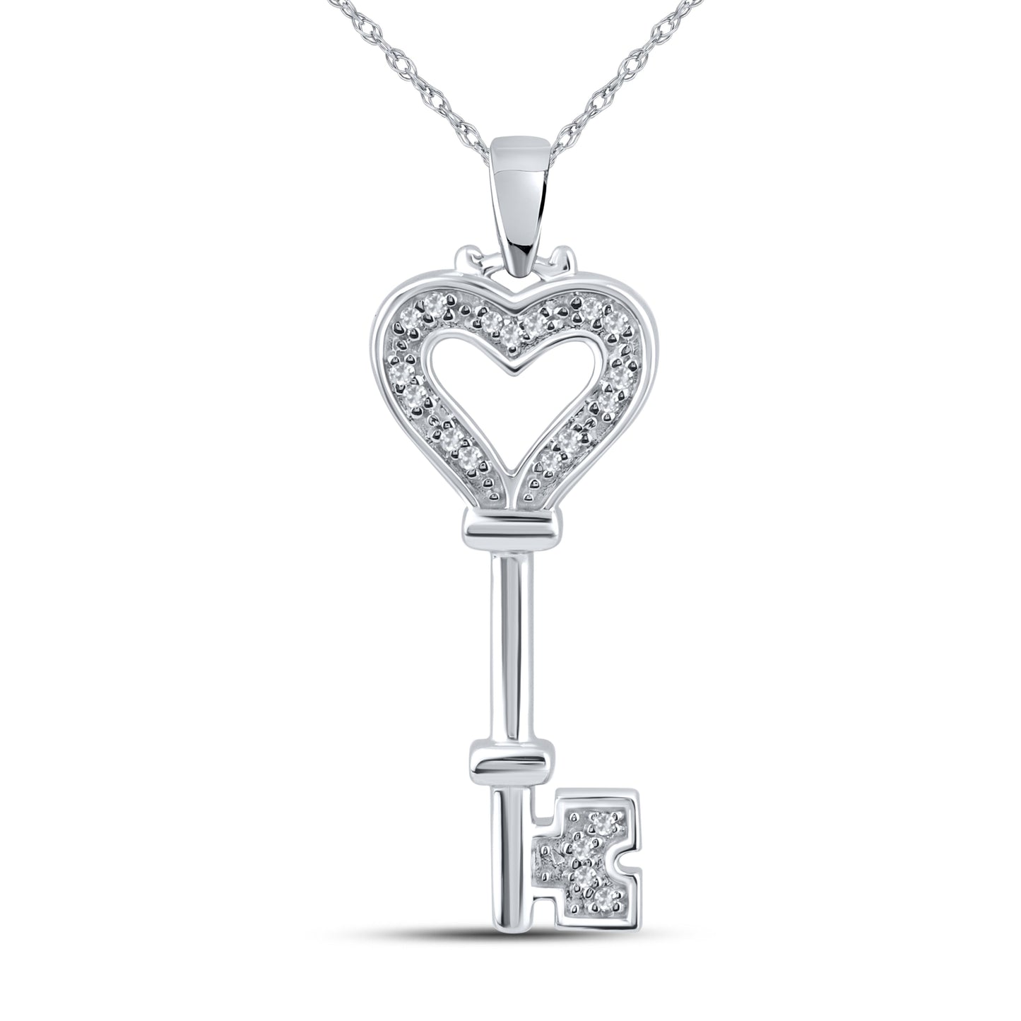 10kt White Gold 0.06 CTW Diamond Pendant With 10kt Chain