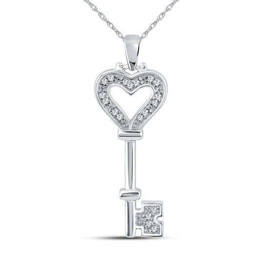 10kt White Gold 0.06 CTW Diamond Pendant With 10kt Chain